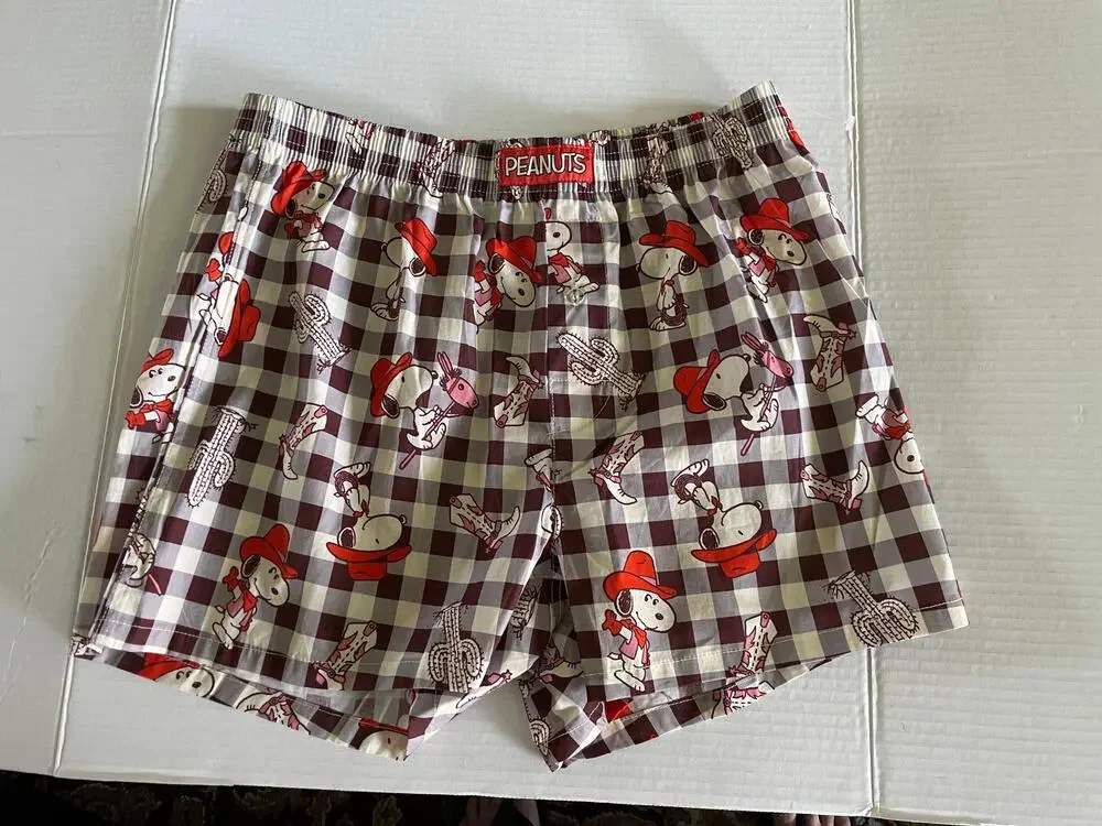 Snoopy Peanuts Cowboy Men’s Boxer Brief Lounge Wear Underwear Size M NWT